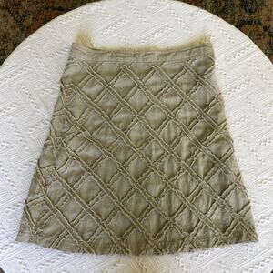 For Cynthia Linen Blend A-line Skirt Size Large Tan Textured Boho Resort Cottage